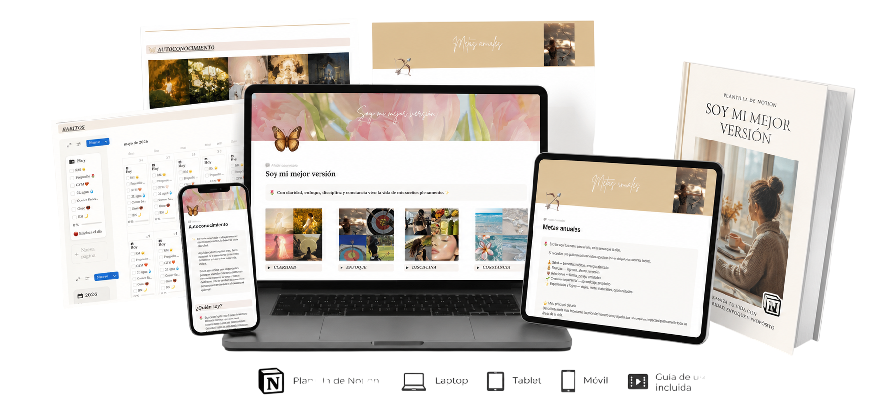 Producto: Plantilla de Notion, acceso Laptop, Tablet, Movil y Guia de uso incluida